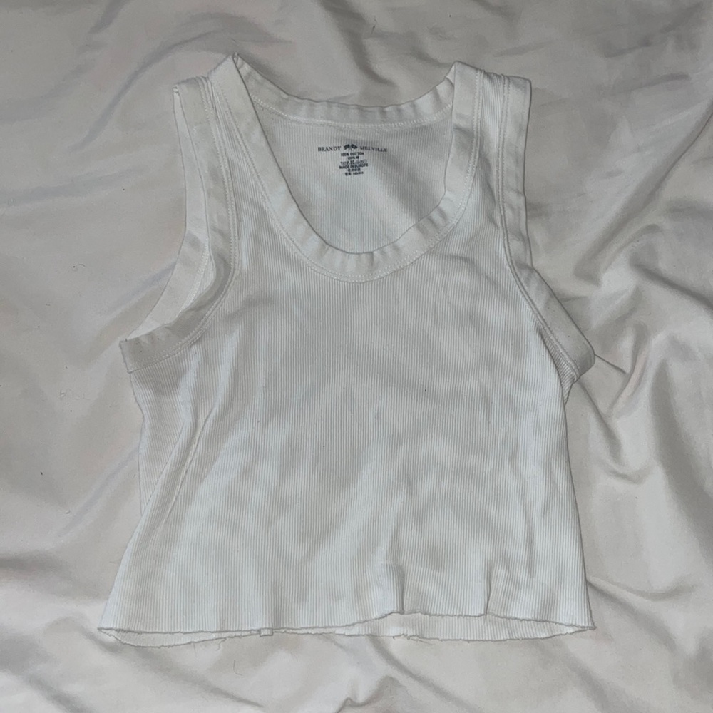 Brandy Melville White High Neck Cropped Tank